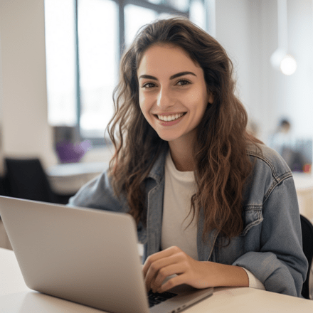 studentessa dell'università uninettuno con laptop
